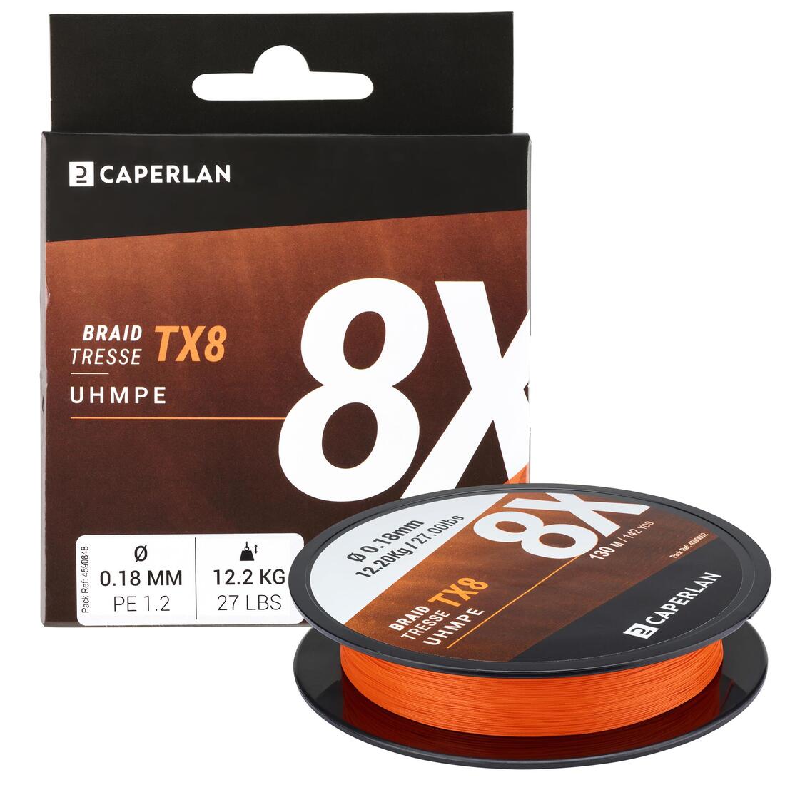 TRESSE PECHE AUX LEURRES TX8 ORANGE 130M – orange vitamine