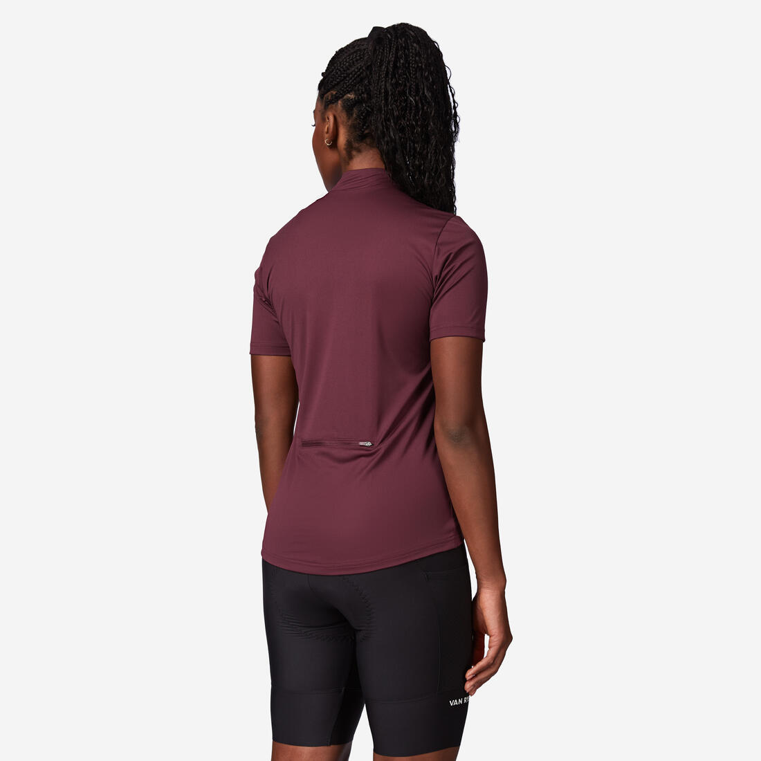 Maillot manches courtes  de vélo de route femme, Essential bordeaux