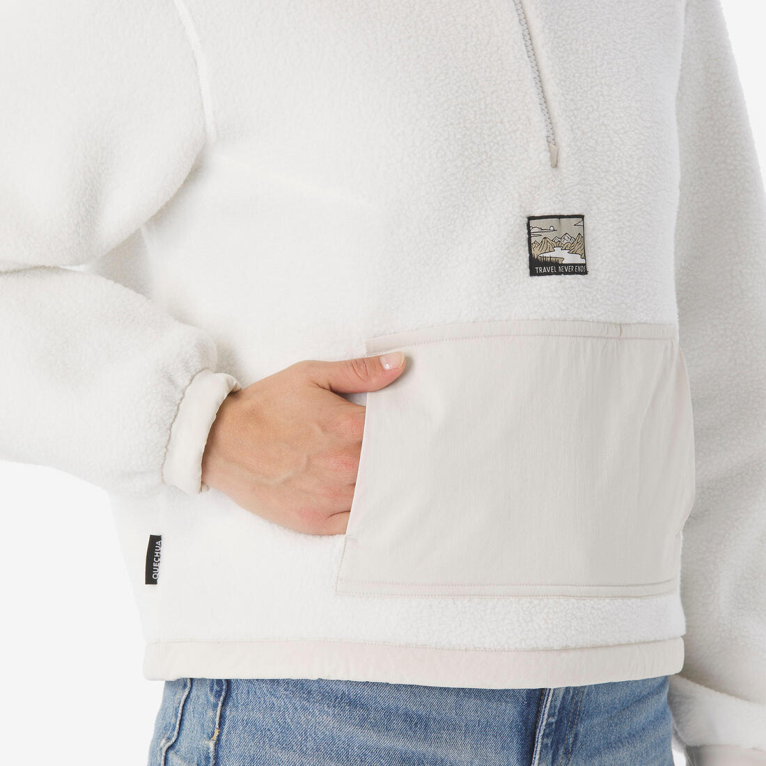 Polaire de randonnée montagne sherpa femme, MH100 1/2 zip