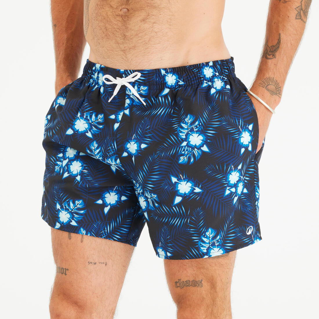 Boardshort surf 100 15" POPSTRIPE BLUE