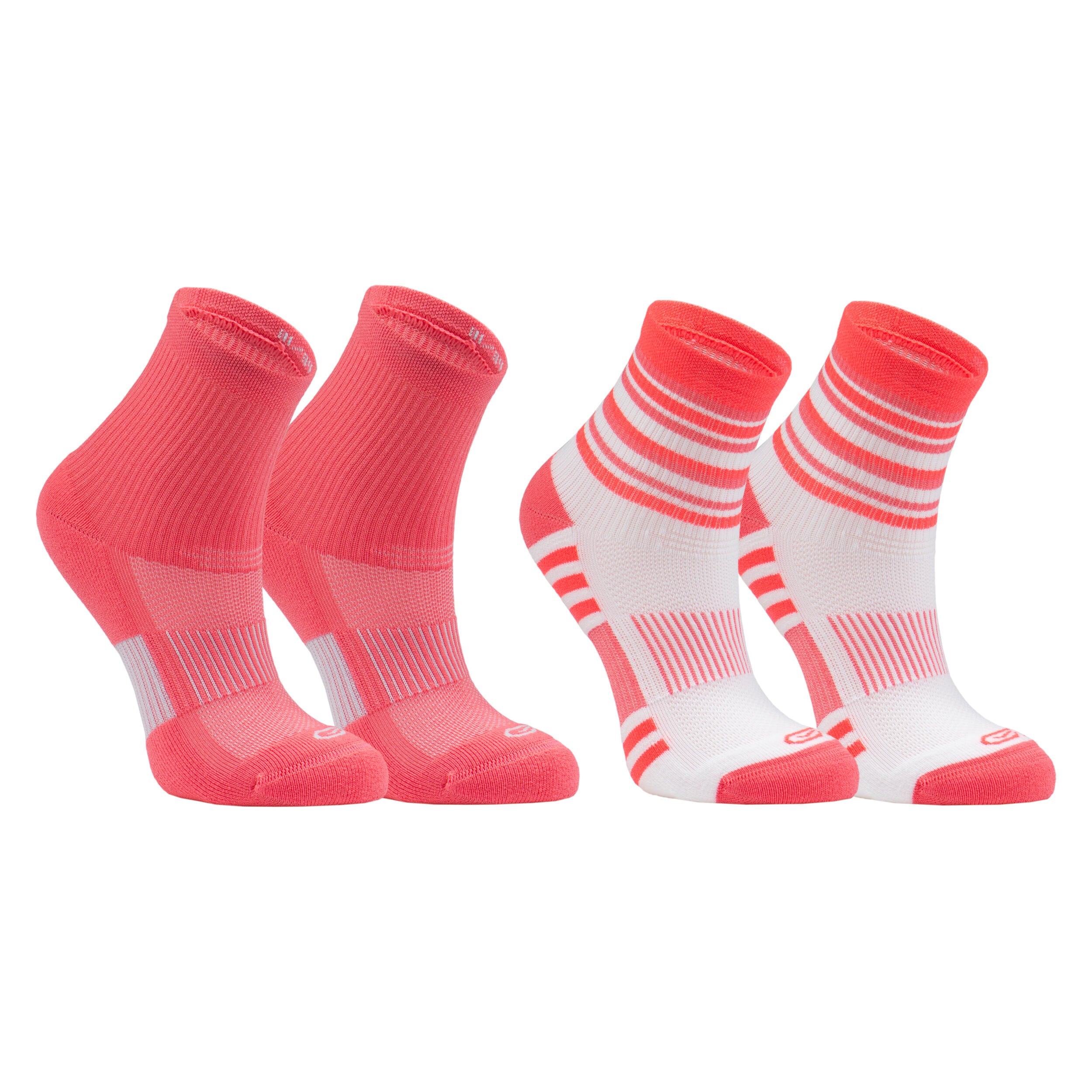Lot X2 de chaussettes enfant AT 500 mid turquoise et rayées turquoises grises