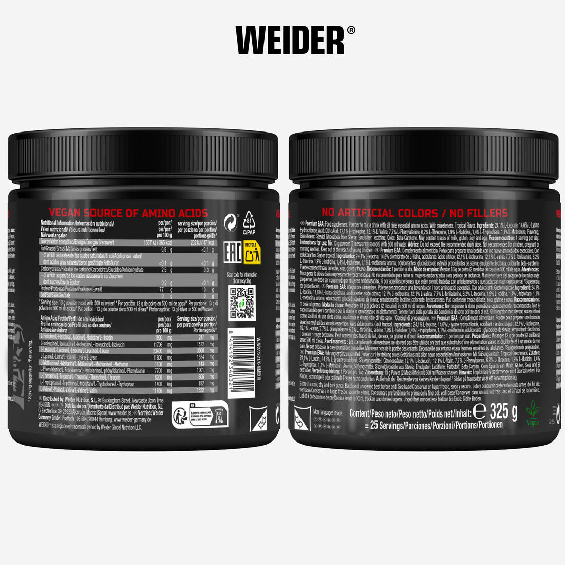 Mélange de 9 acides aminés EAA tropical, Premium 375g
