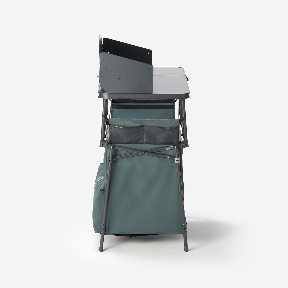 Meuble cuisine de camping L, pliable et avec pare-vent