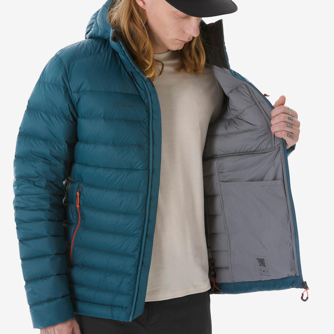 Doudoune à capuche en duvet de trek montagne - mt500 -10 °c - homme