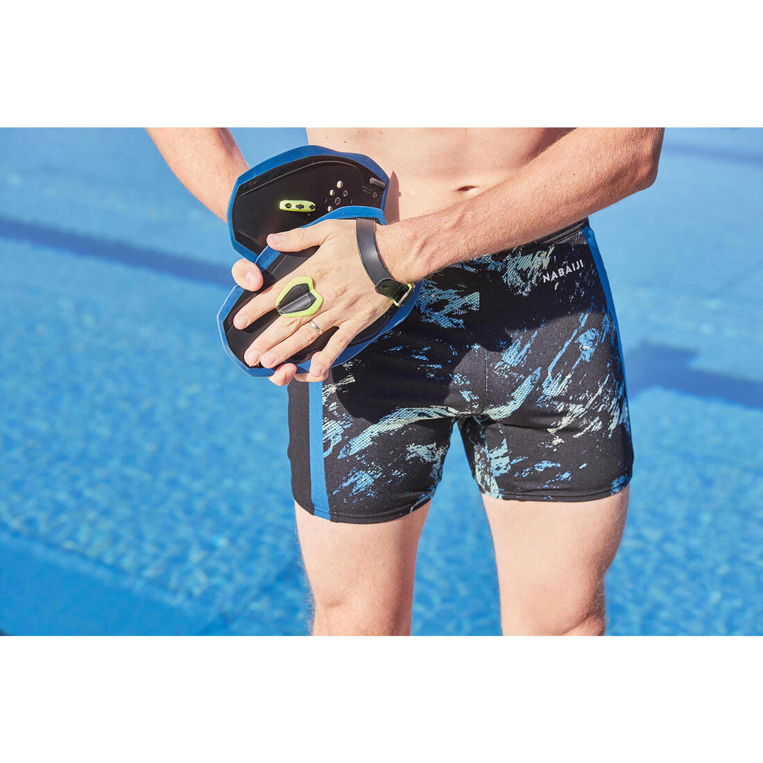 Plaquettes de natation quick-in 500 taille m bleu jaune