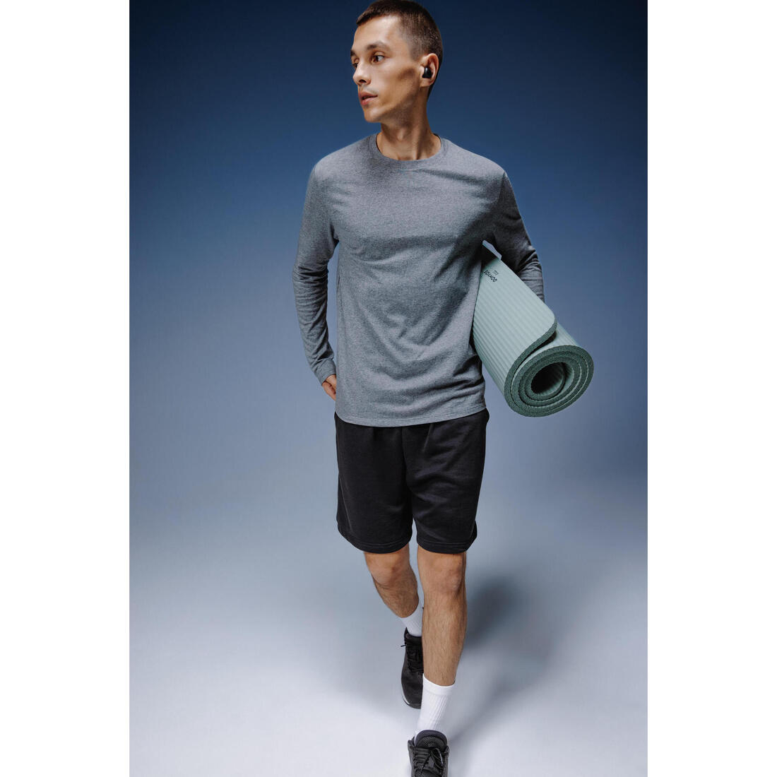 T-shirt fitness manches longues slim coton col rond homme
