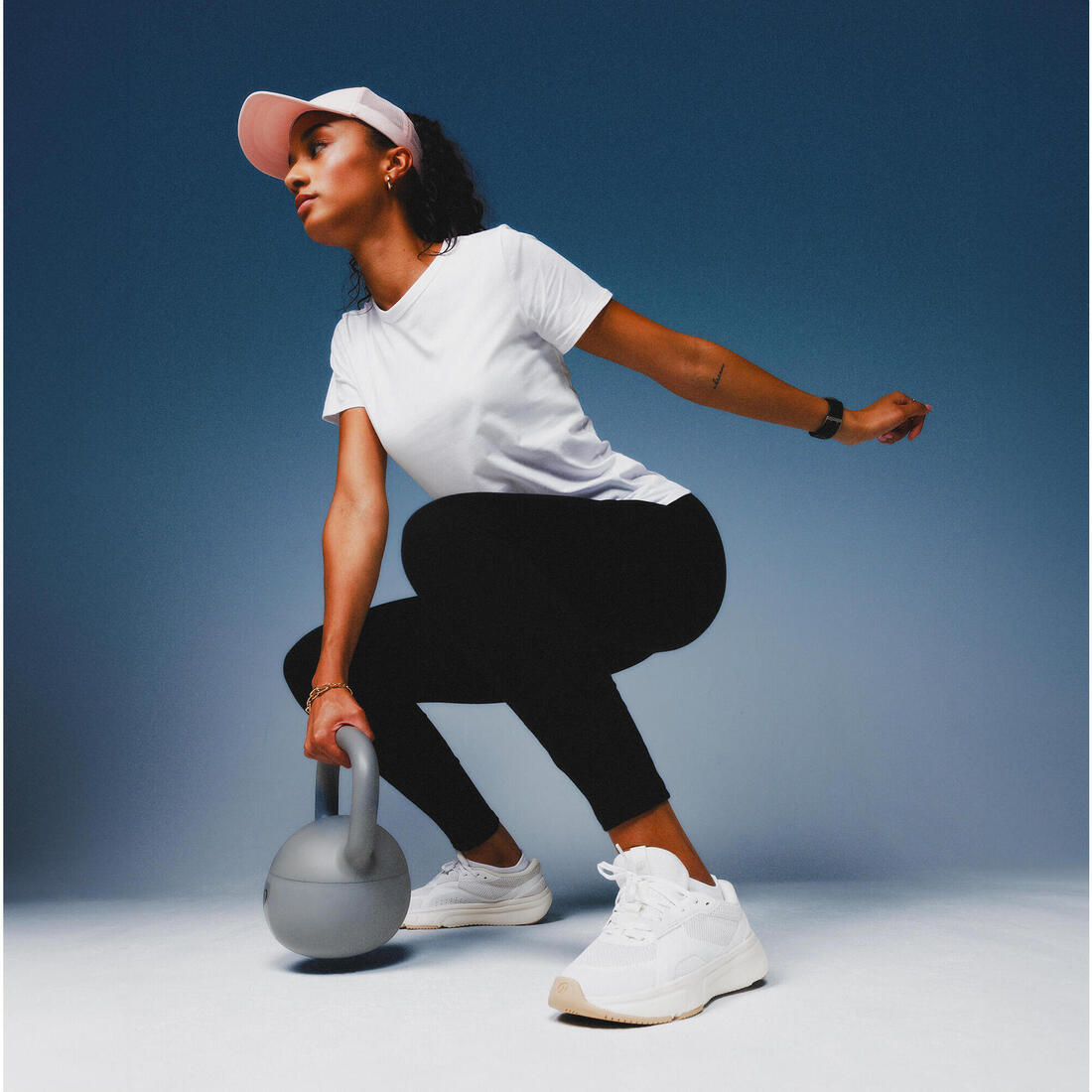 T-shirt Fitness Femme - 100 Blanc glacier