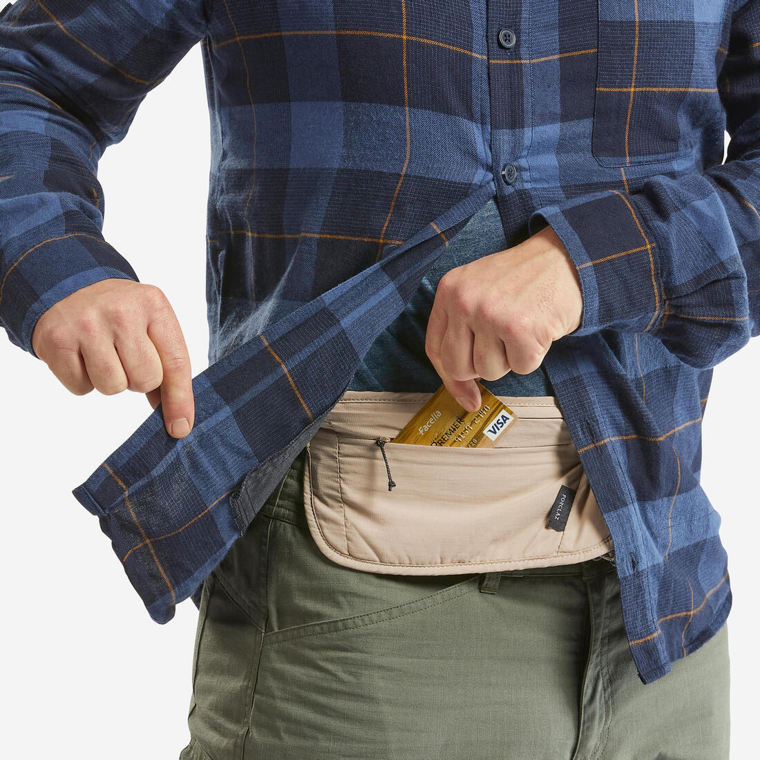 Ceinture banane de voyage discrète et sécurisée, Travel RFID beige