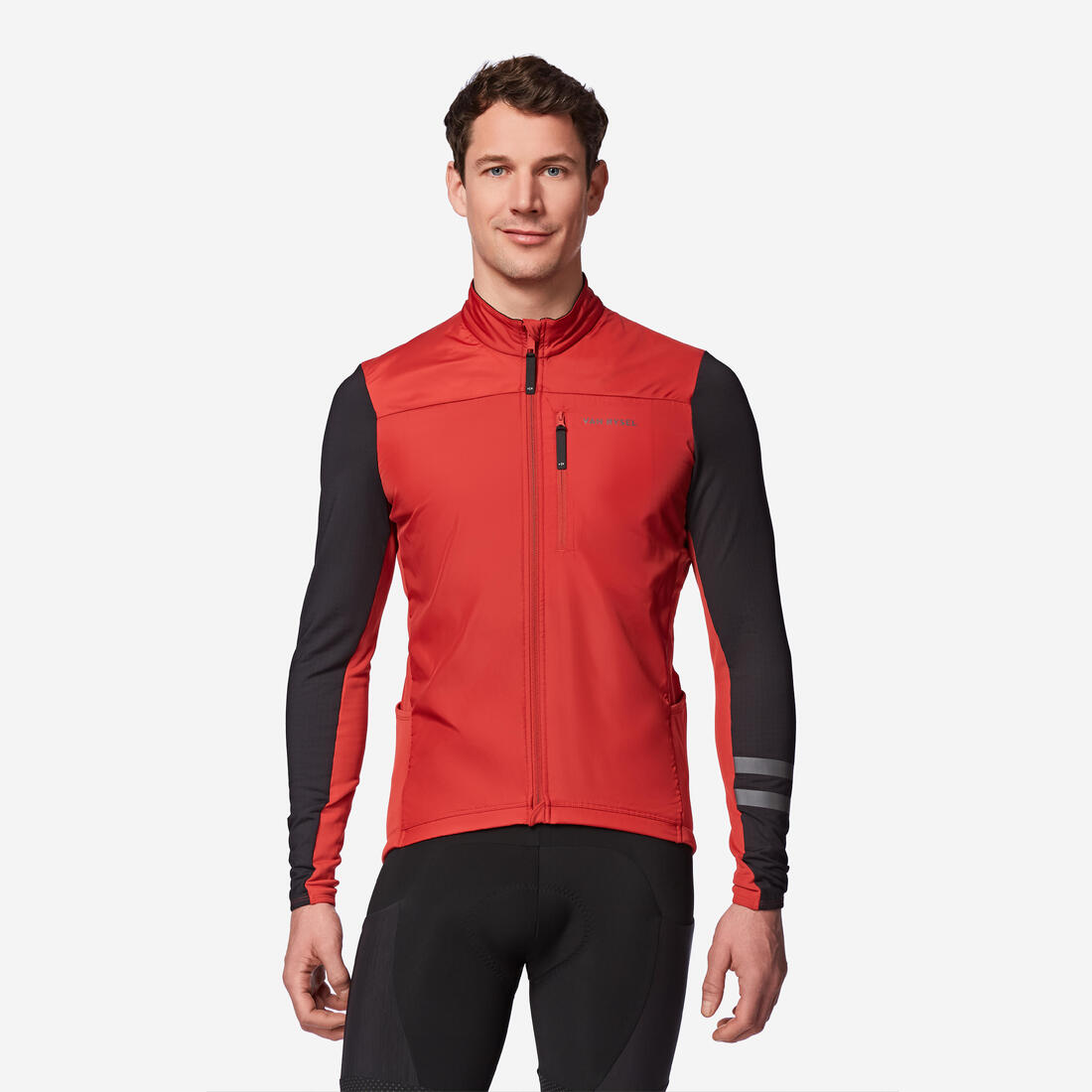 Maillot de vélo de route manches longues mi-saison homme, noir EDR
