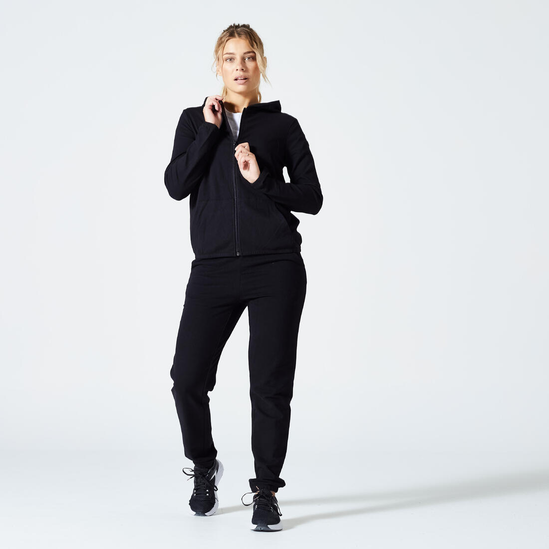 Sweat Zippé Fitness Femme - 100 Gris Pale