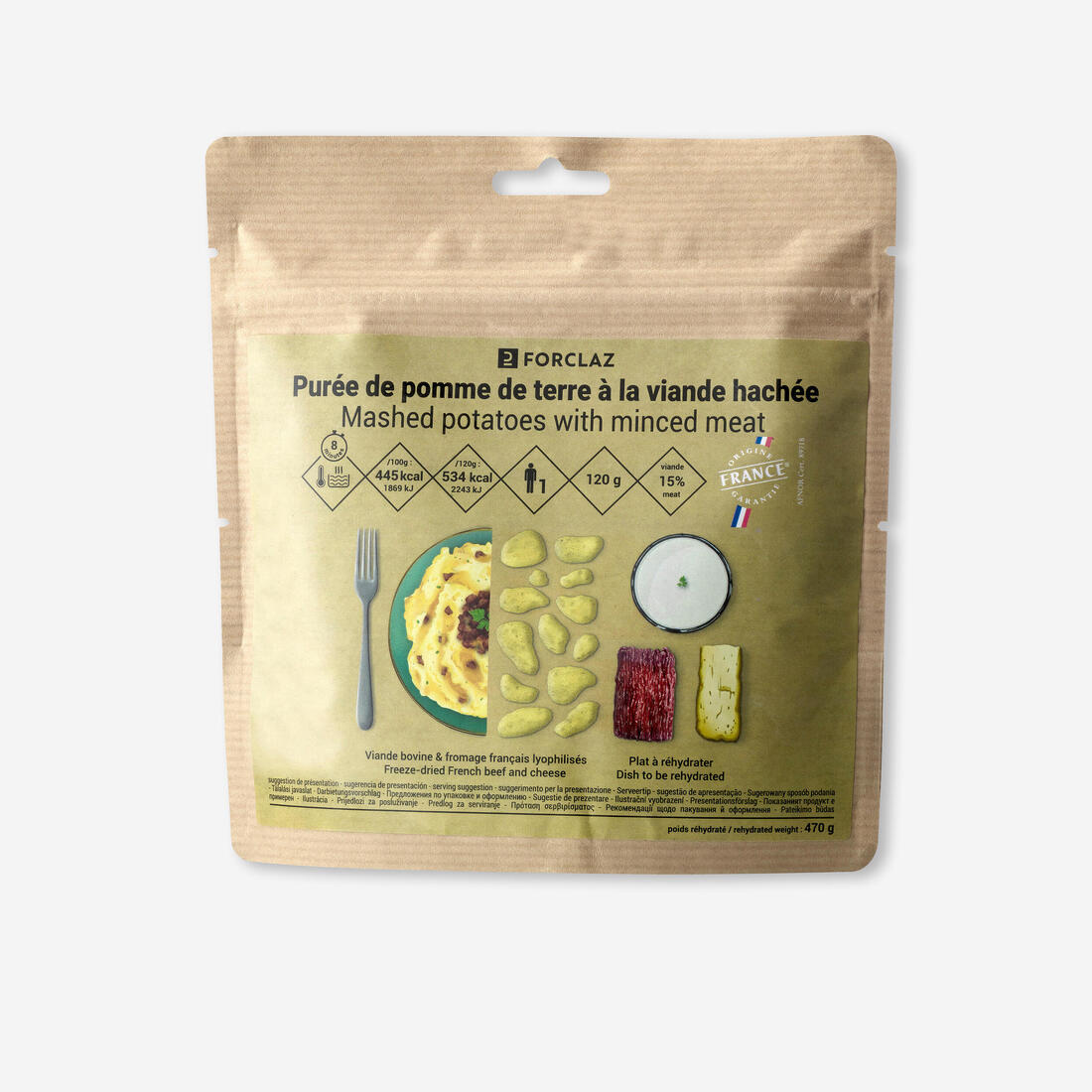 Repas lyophilisé - purée de pomme de terre à la viande hachée - 120 g