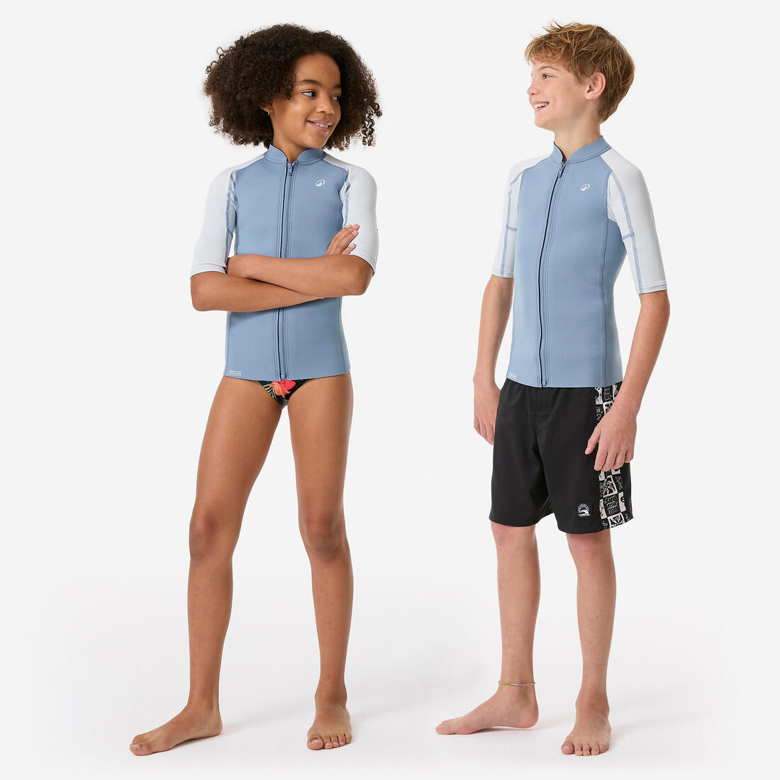 Top snorkeling manches courtes Enfant caoutchouc naturel Yulex 1.5mm, bleu