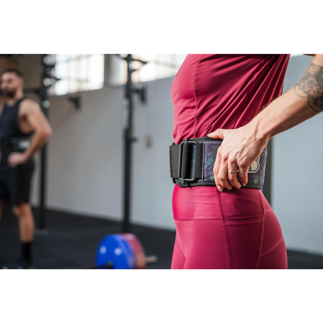Ceinture d'haltérophilie avec boucle sécurisée, gris et