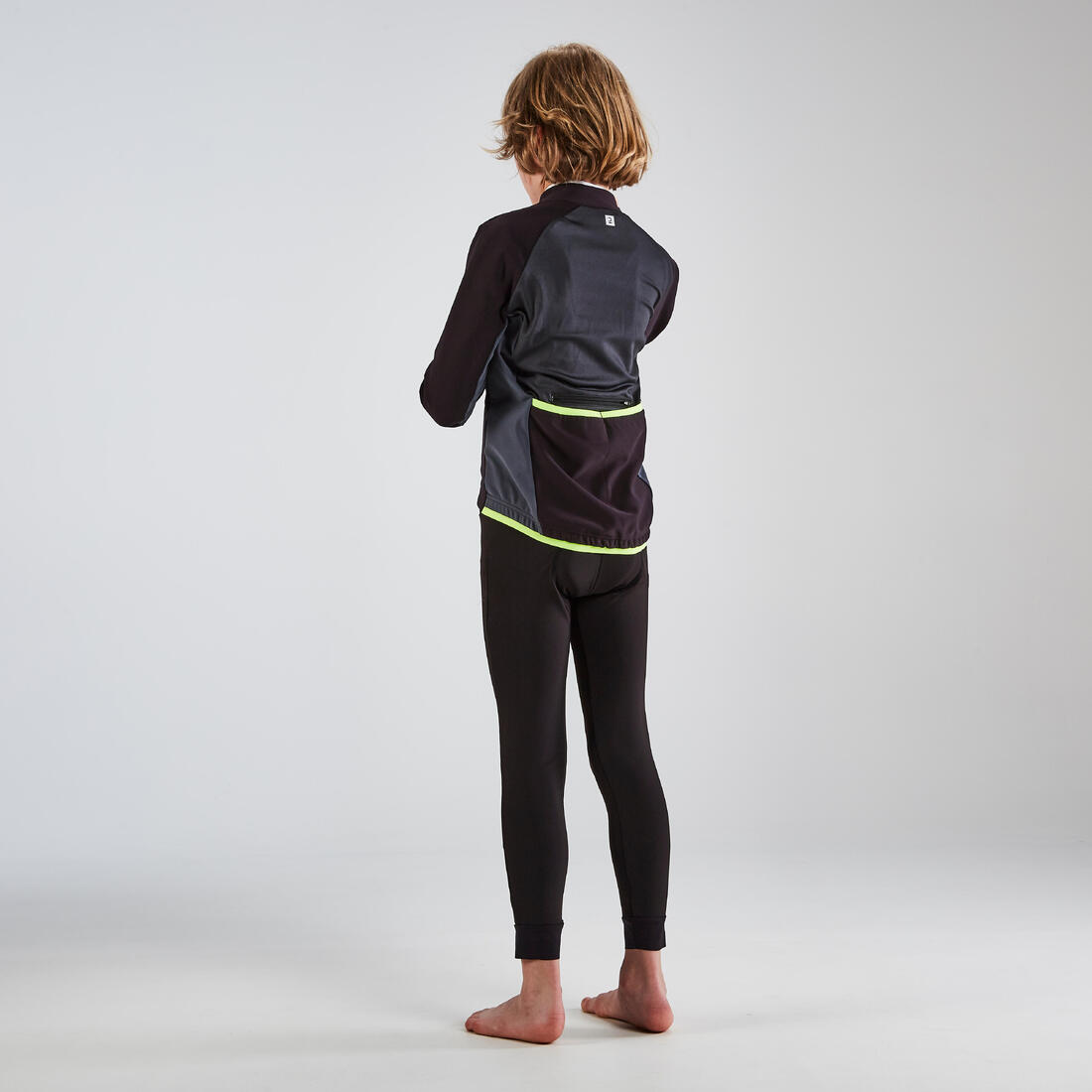 VESTE VELO ENFANT 500 NOIRE JAUNE