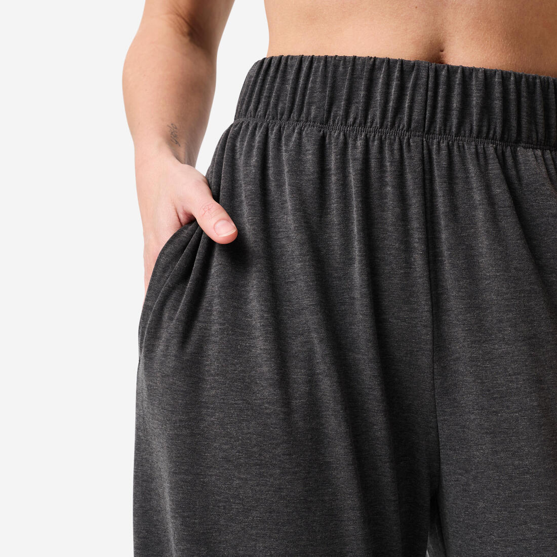 Pantalon de yoga large et fluide femme, gris
