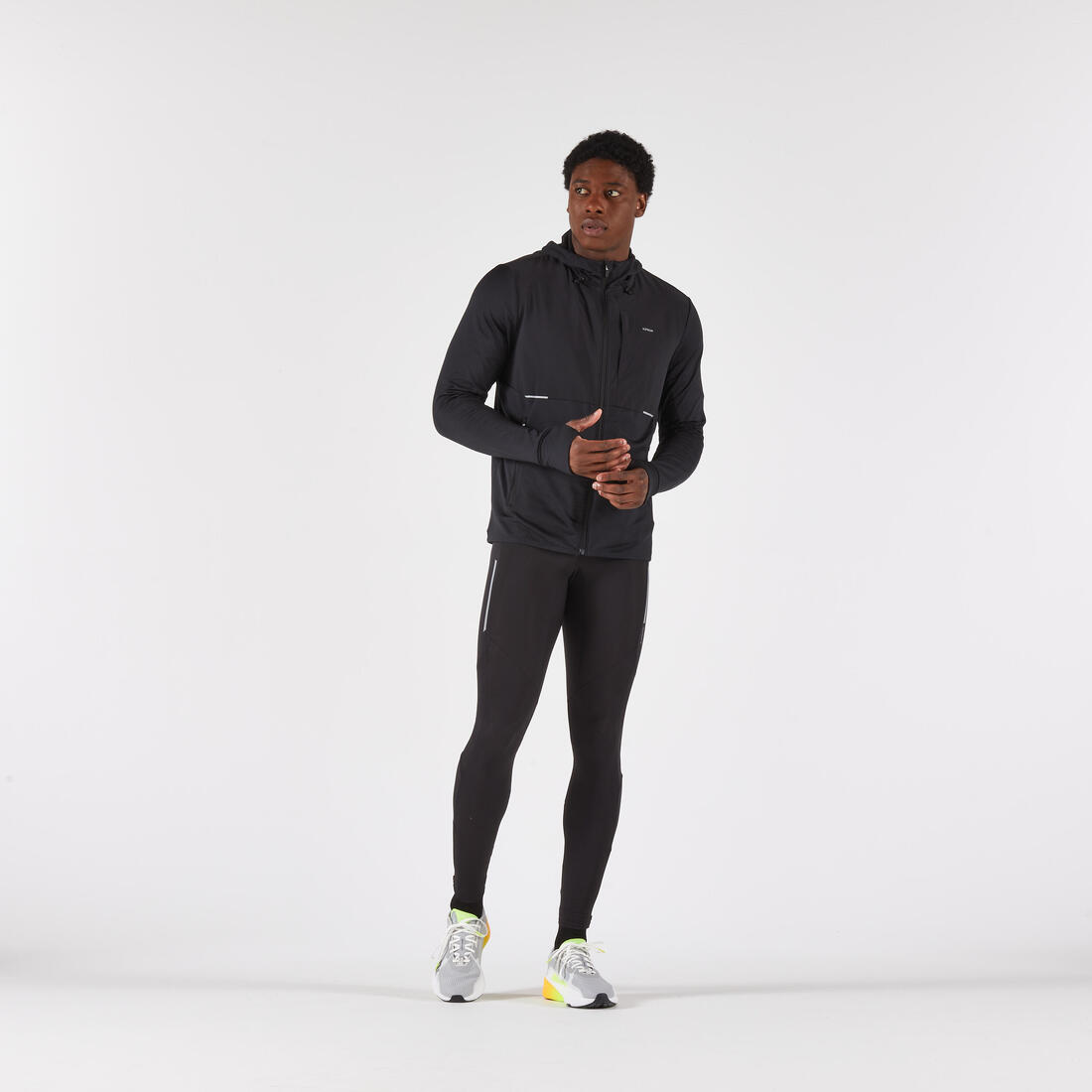 Veste chaude de running Homme, KIPRUN Run 100 warm noire