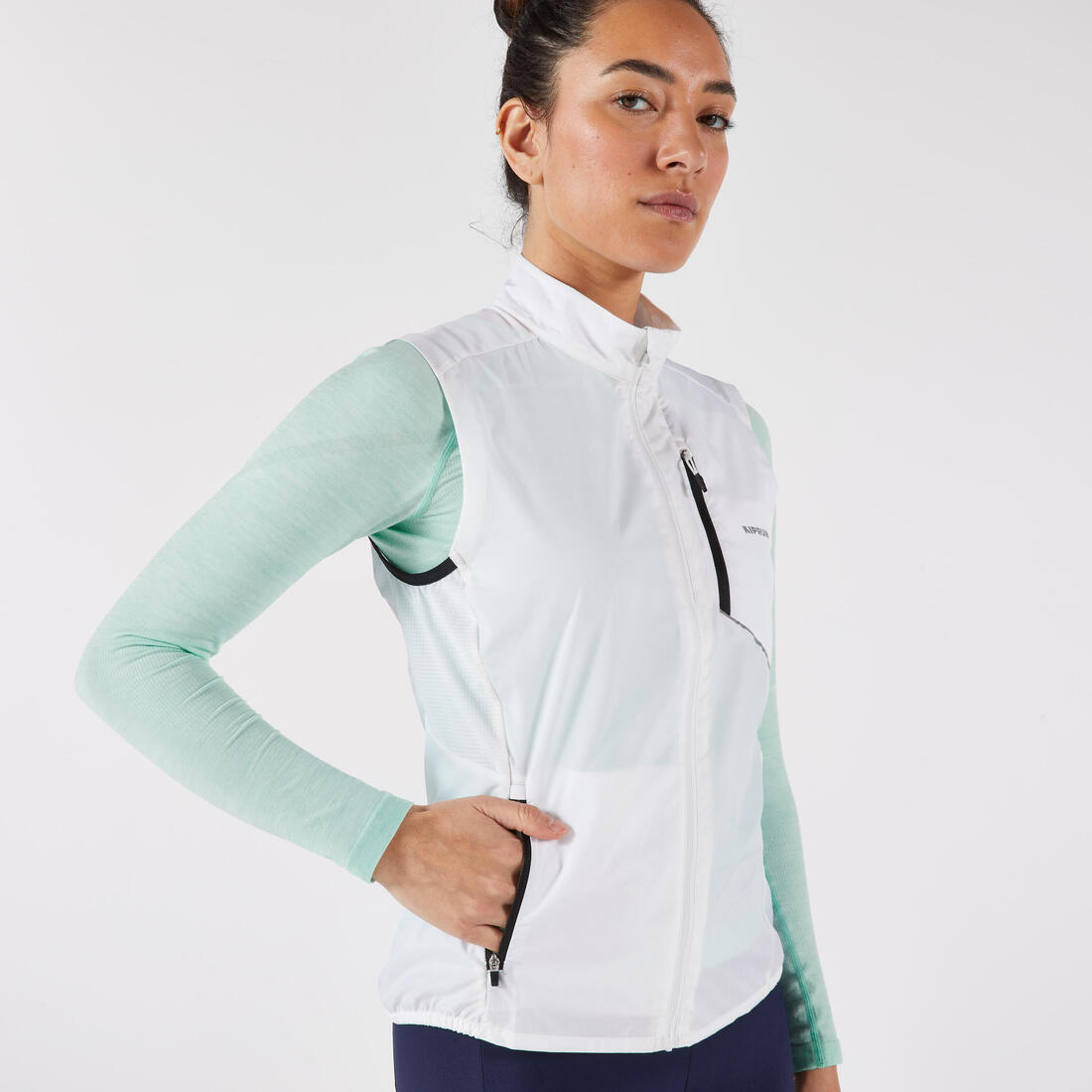 Veste running sans manche coupe vent Femme, KIPRUN Run wind 500