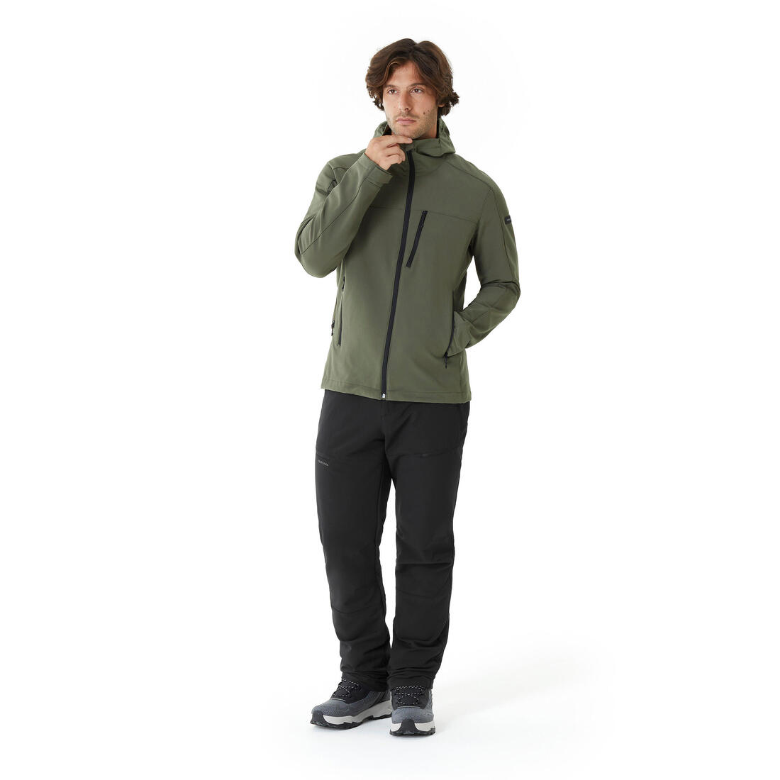 Veste de trek coupe-vent softshell homme, MT500 khaki