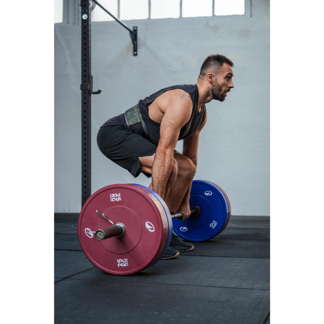 Débardeur de cross training respirant slim col rond homme, noir