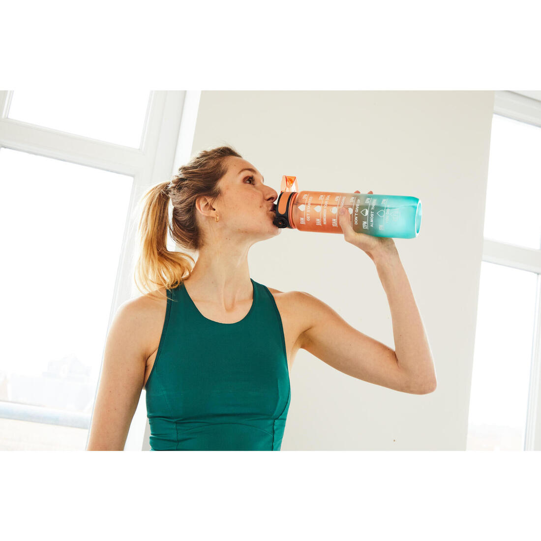 Gourde de fitness motivation 1 litre -  orange vert