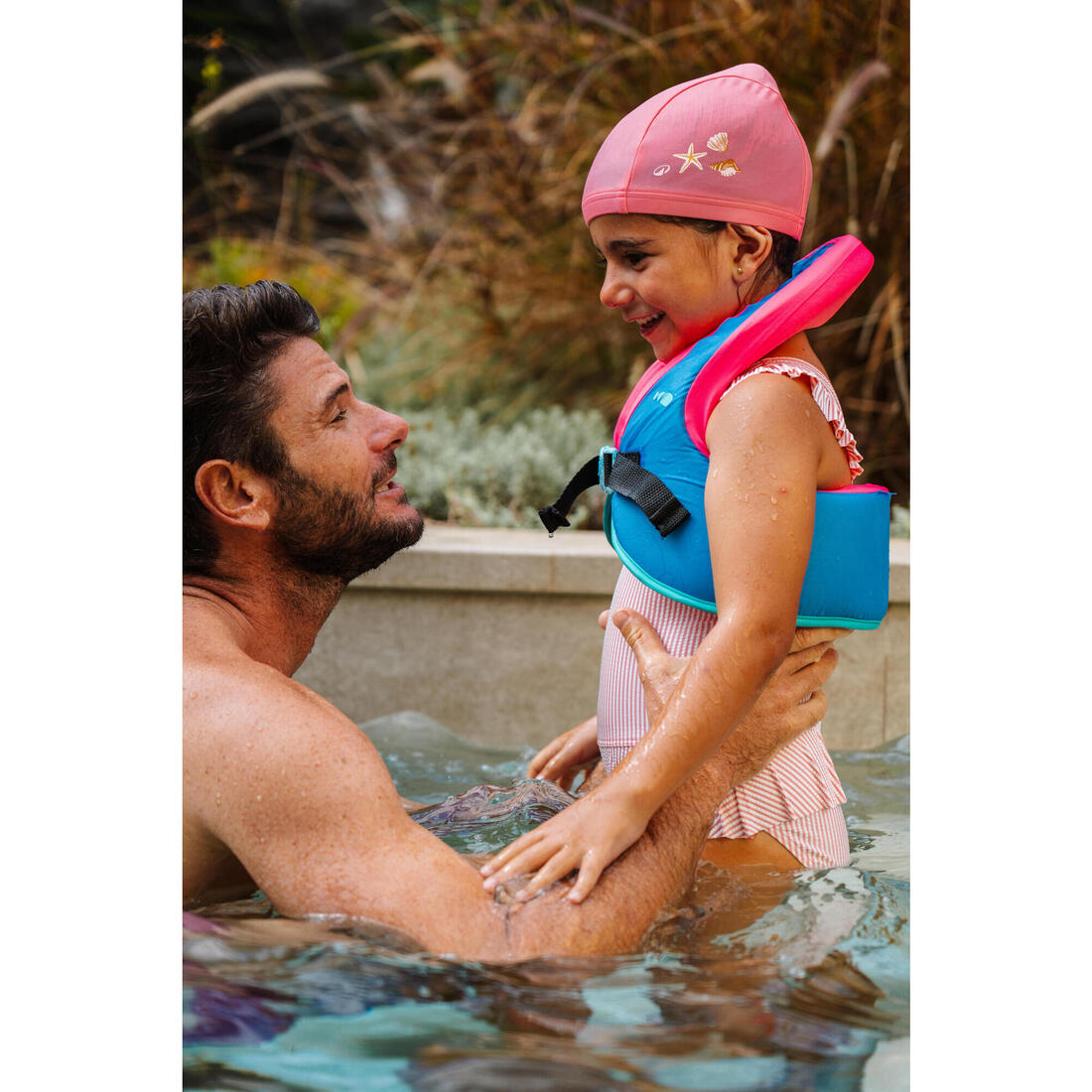 Bonnet De Bain Bébé Bleu Imprimé Tigre En Maille