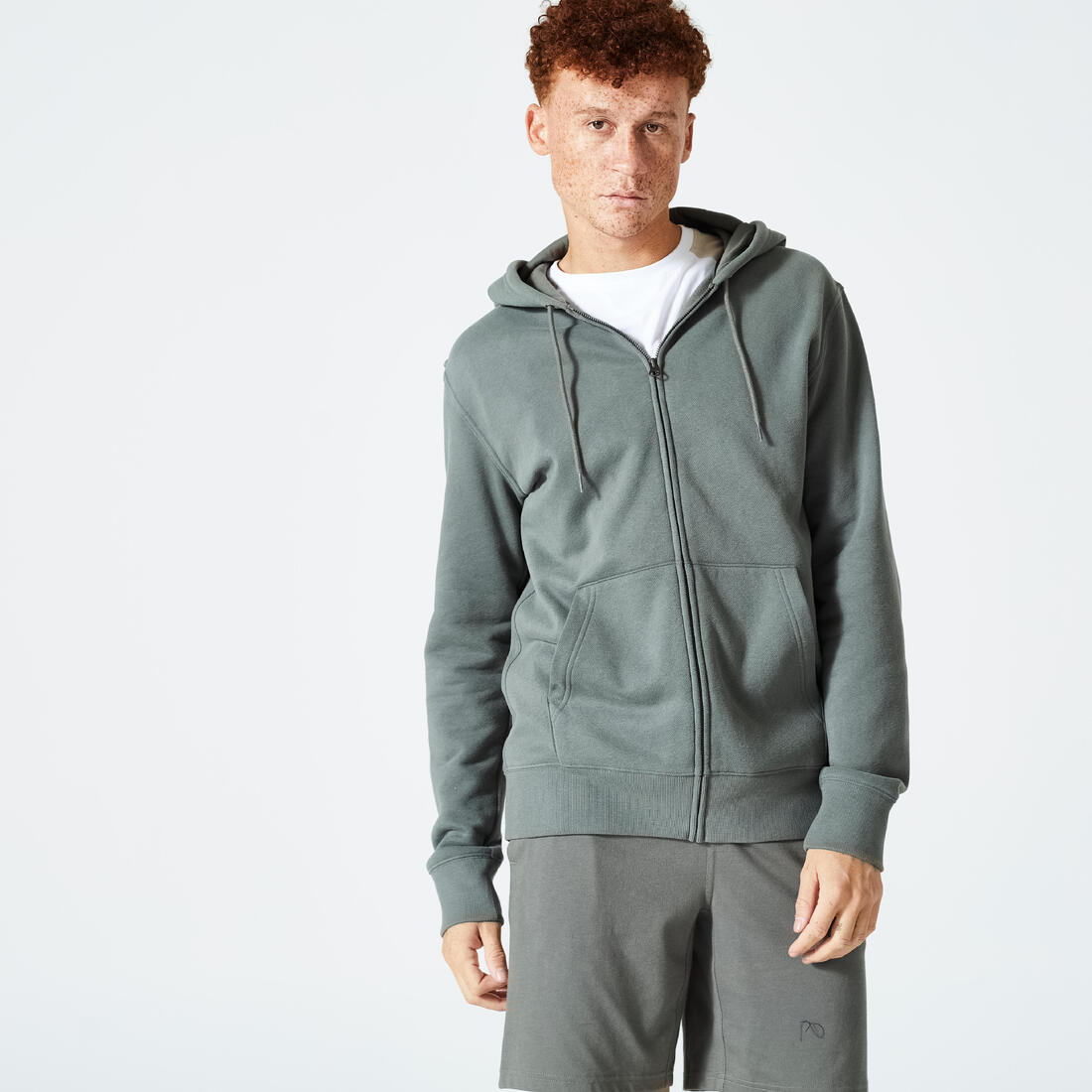 Sweat zippé à capuche de fitness en molleton homme