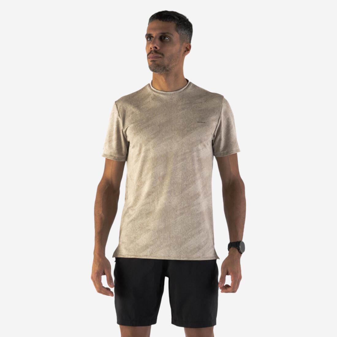T-shirt running respirant Homme,  Kiprun Run 500 – beige cachemire