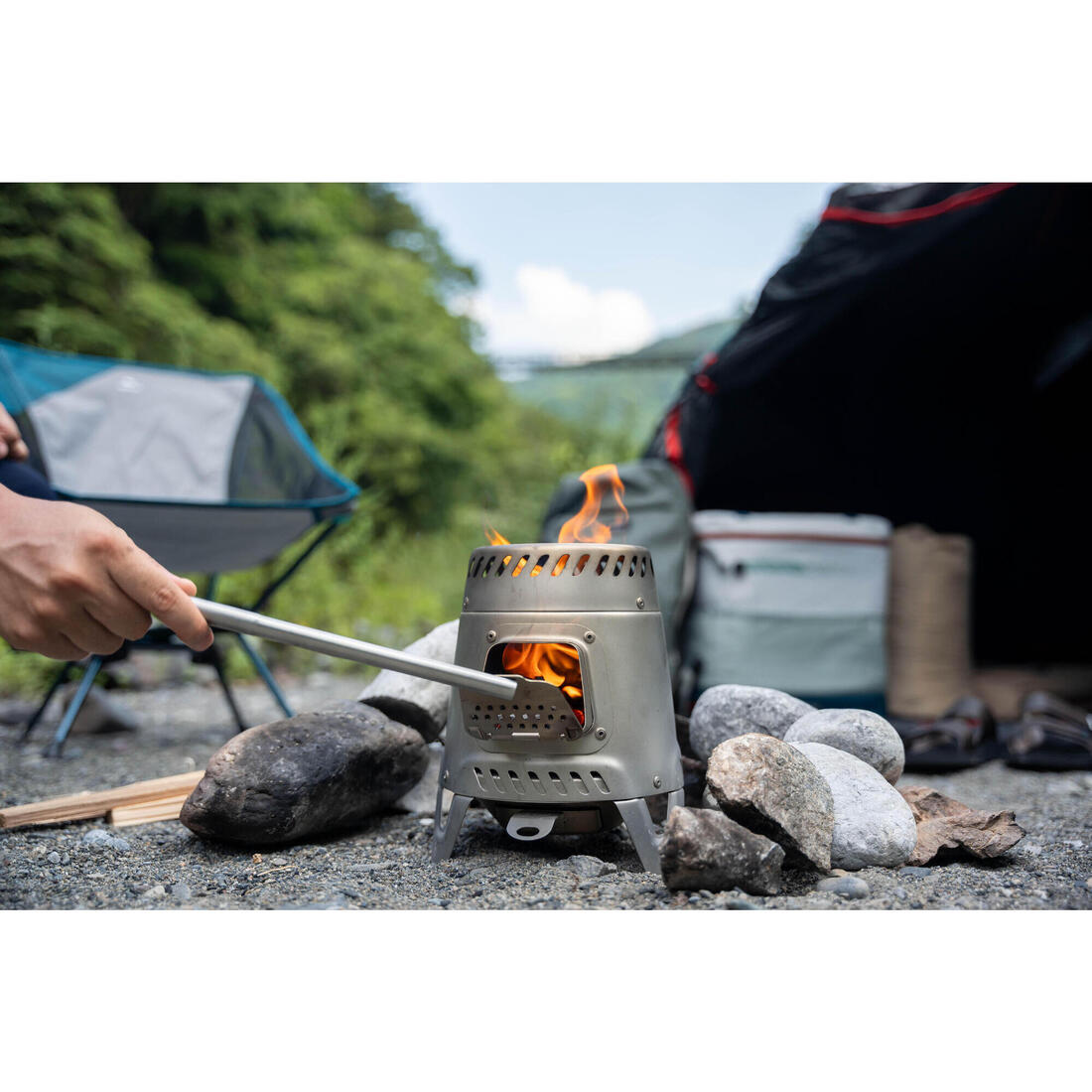 Réchaud à bois 500 pour le camping et le bivouac en acier inoxydable