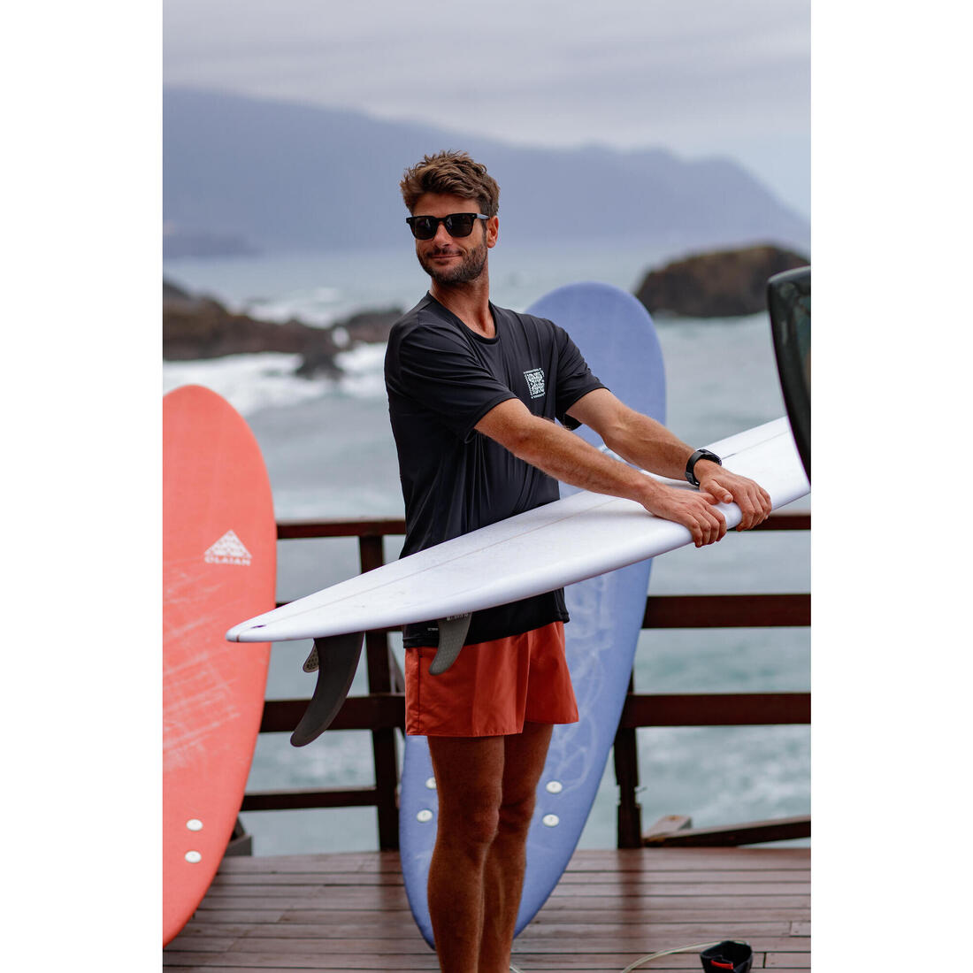 Boardshort surf short de bain homme, Hendaia pockets khaki