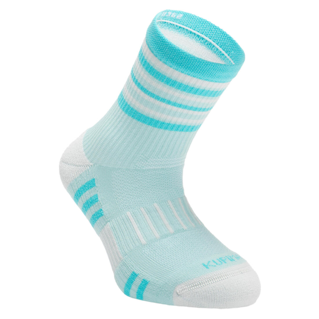 Lot X2 de chaussettes enfant AT 500 mid turquoise et rayées turquoises grises