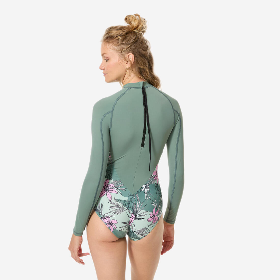 Maillot 1 pièce manches longues blur pink avec back zip
