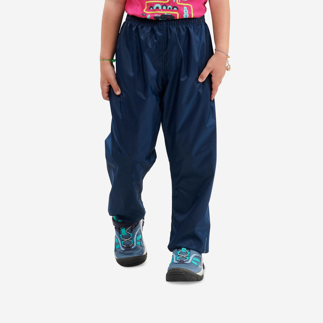 Surpantalon de randonnée imperméable enfant 2-6 ans, MH100 bleu noir – bleu fonce