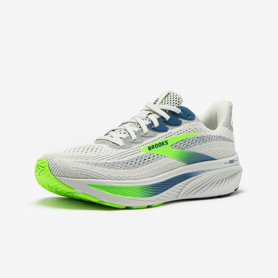 Chaussure de running Homme, Brooks Ghost 17 gris et vert