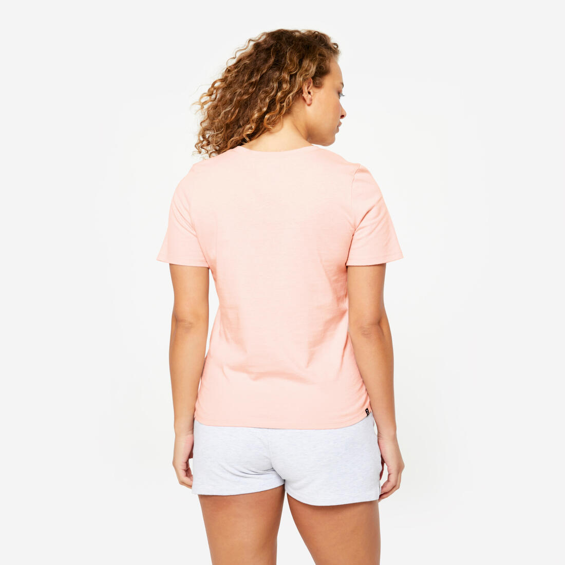 T-shirt col V fitness en coton femme