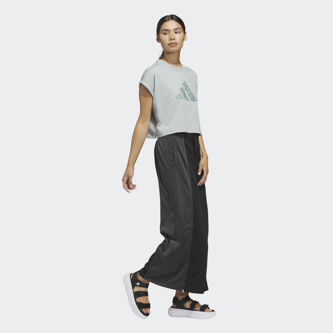 Tee-shirt crop femme Adidas, noir