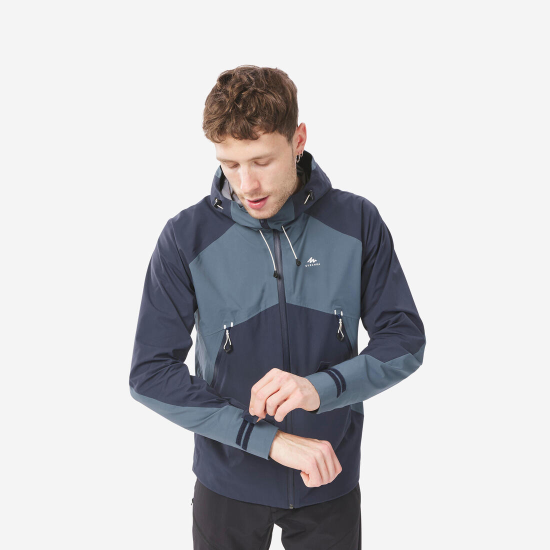 Veste légère imperméable de randonnée - mh500 - homme – bleu fonce