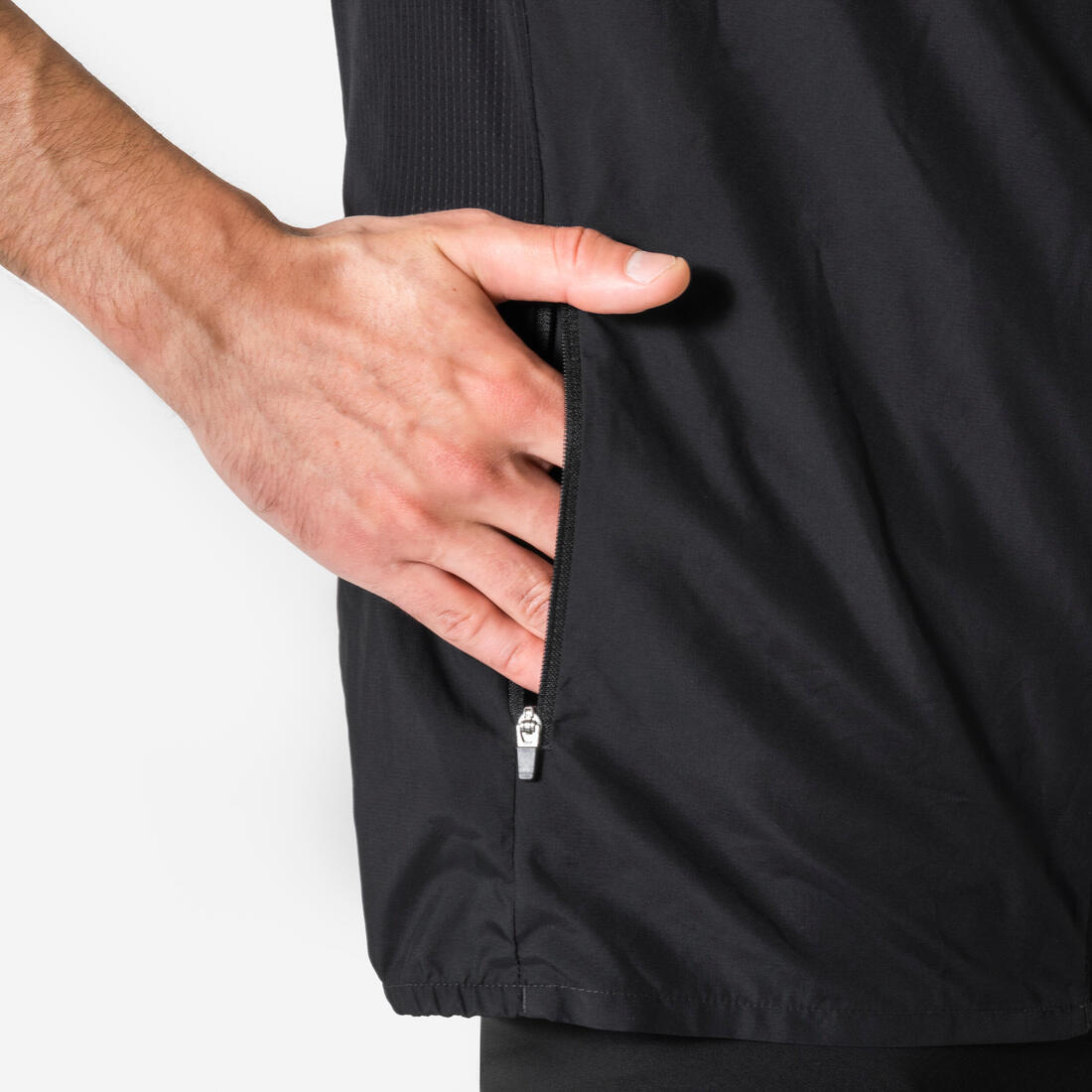 Veste de running coupe vent sans manche Homme, KIPRUN Run 500 noire