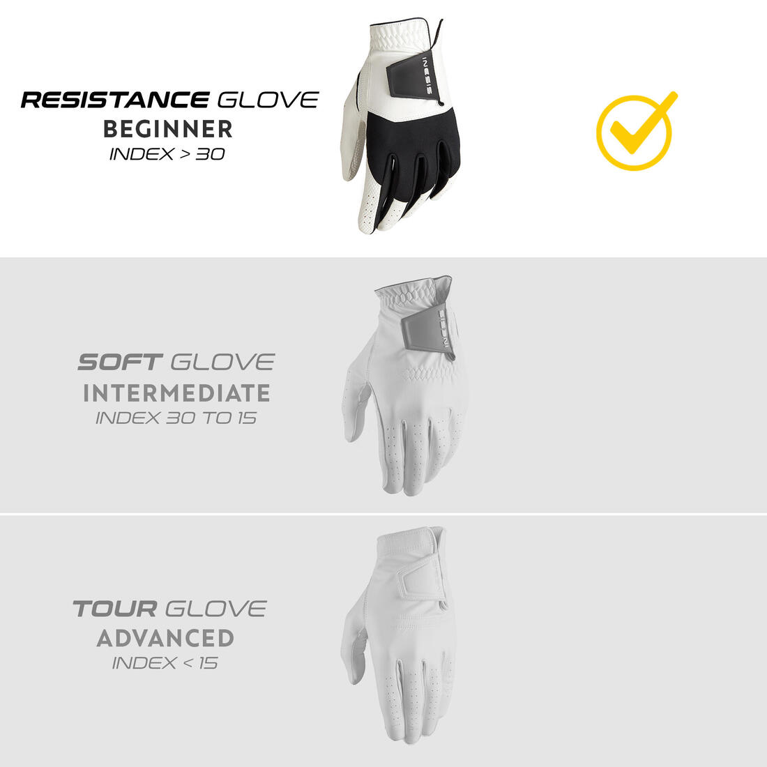 Gant de golf femme main gauche pour droitière, Resistance blanc