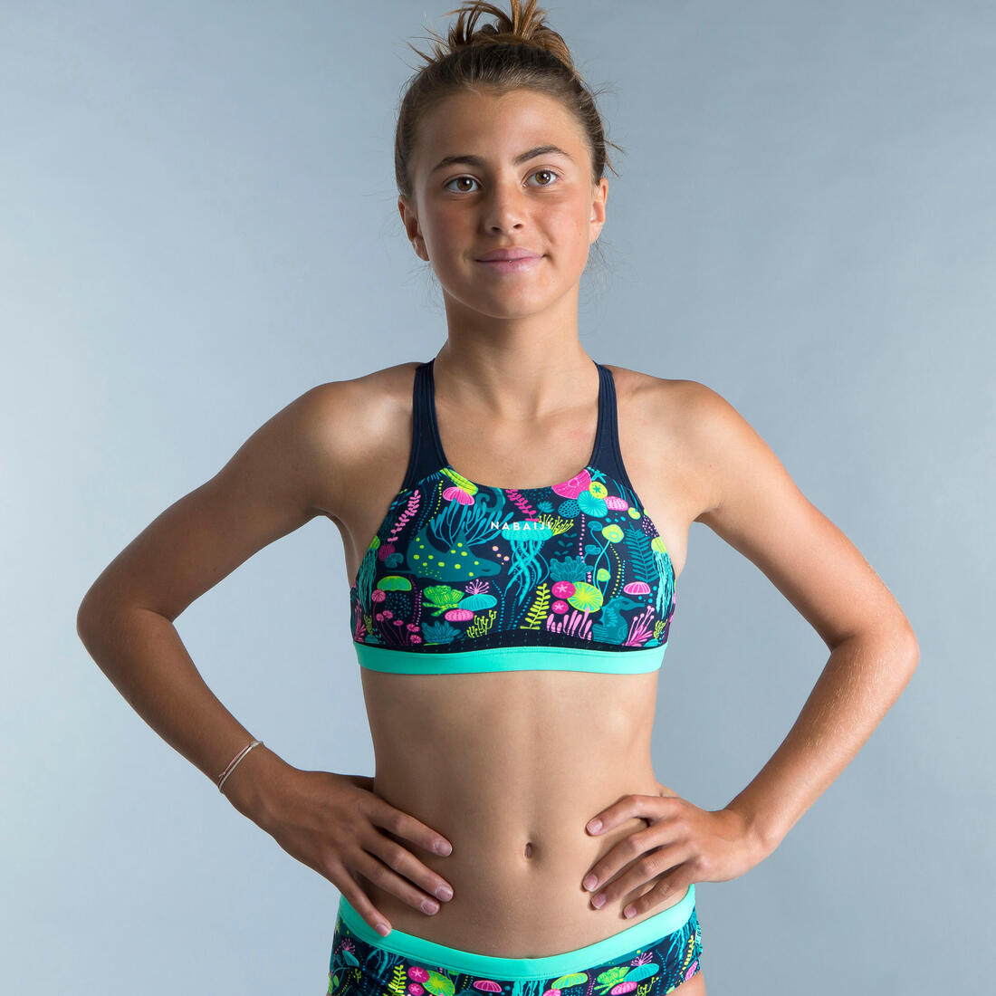 Haut de maillot de bain de natation fille  Kamyleon Wave – bleu