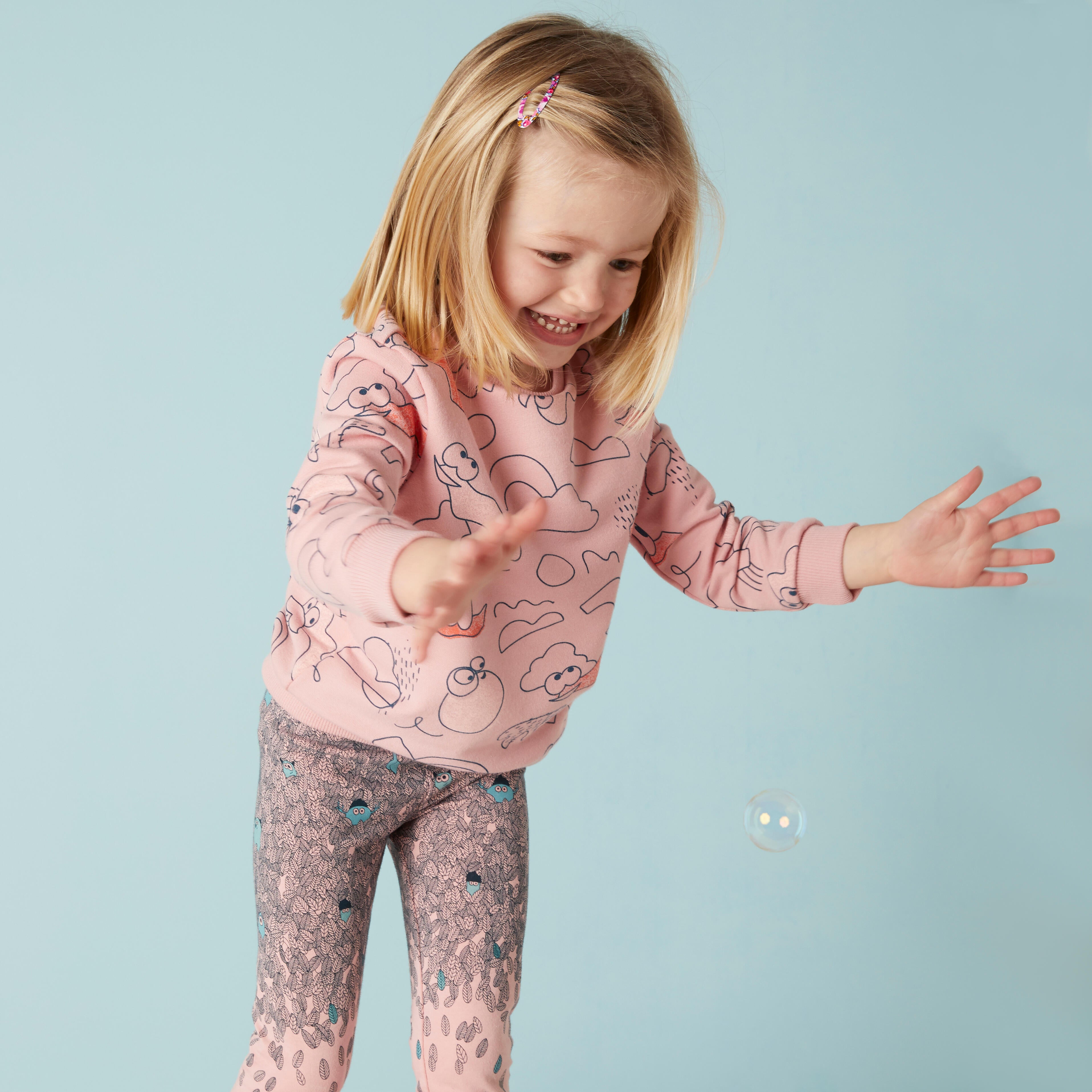 Sweat decat'oons imprimé beige baby gym enfant – rose