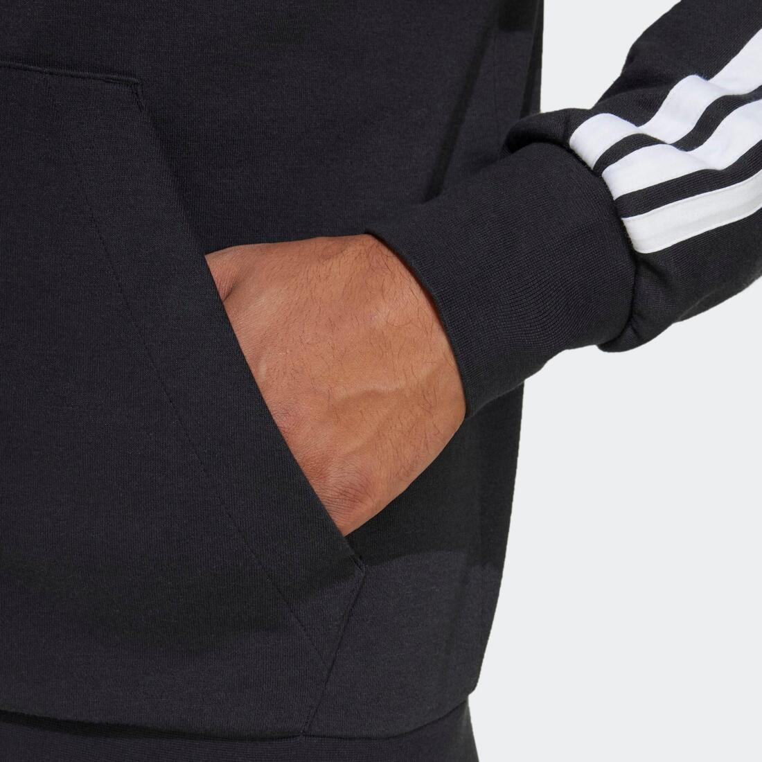 Sweat-shirt zippé à capuche en coton pour homme, noir