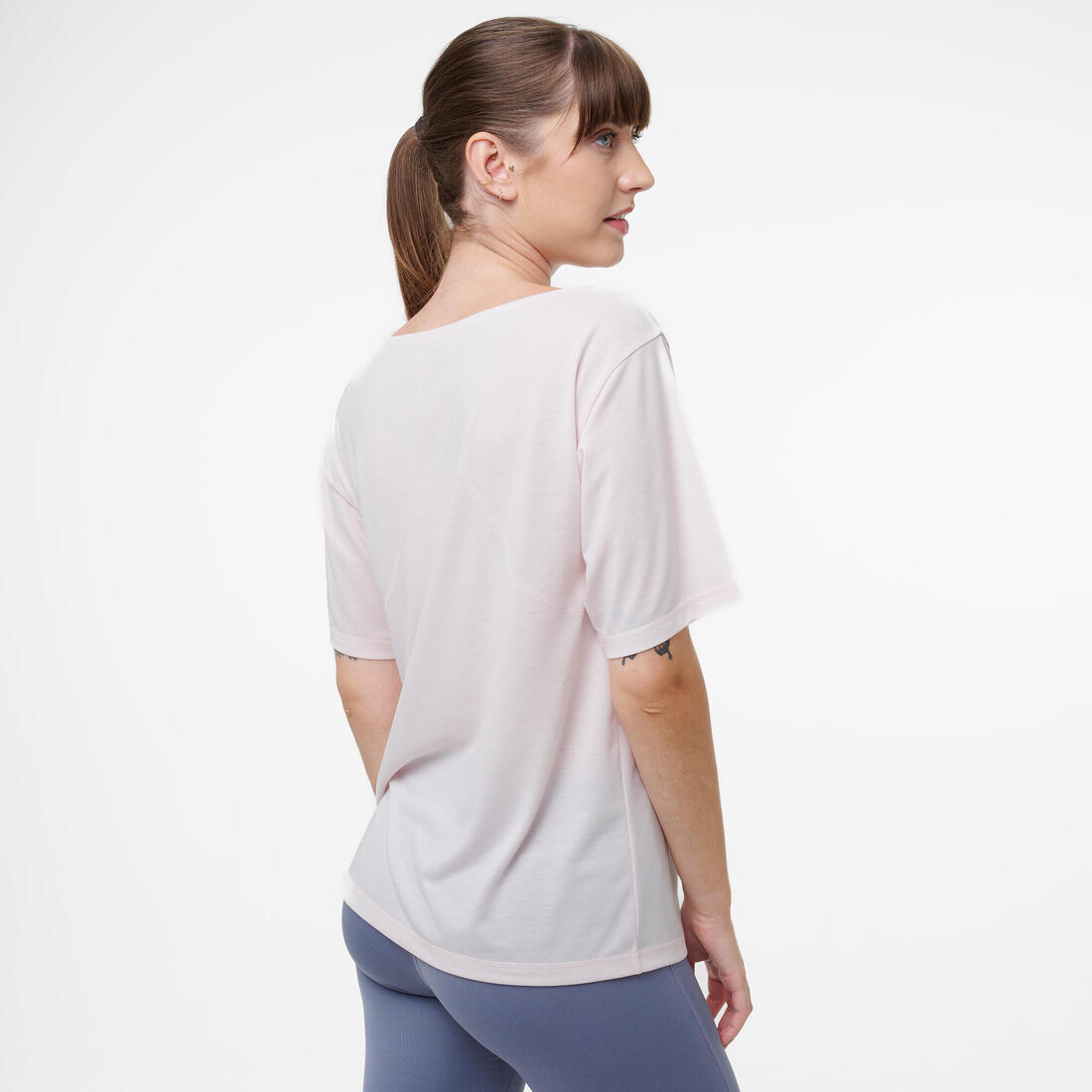 T-shirt ample de fitness femme, rose pâle