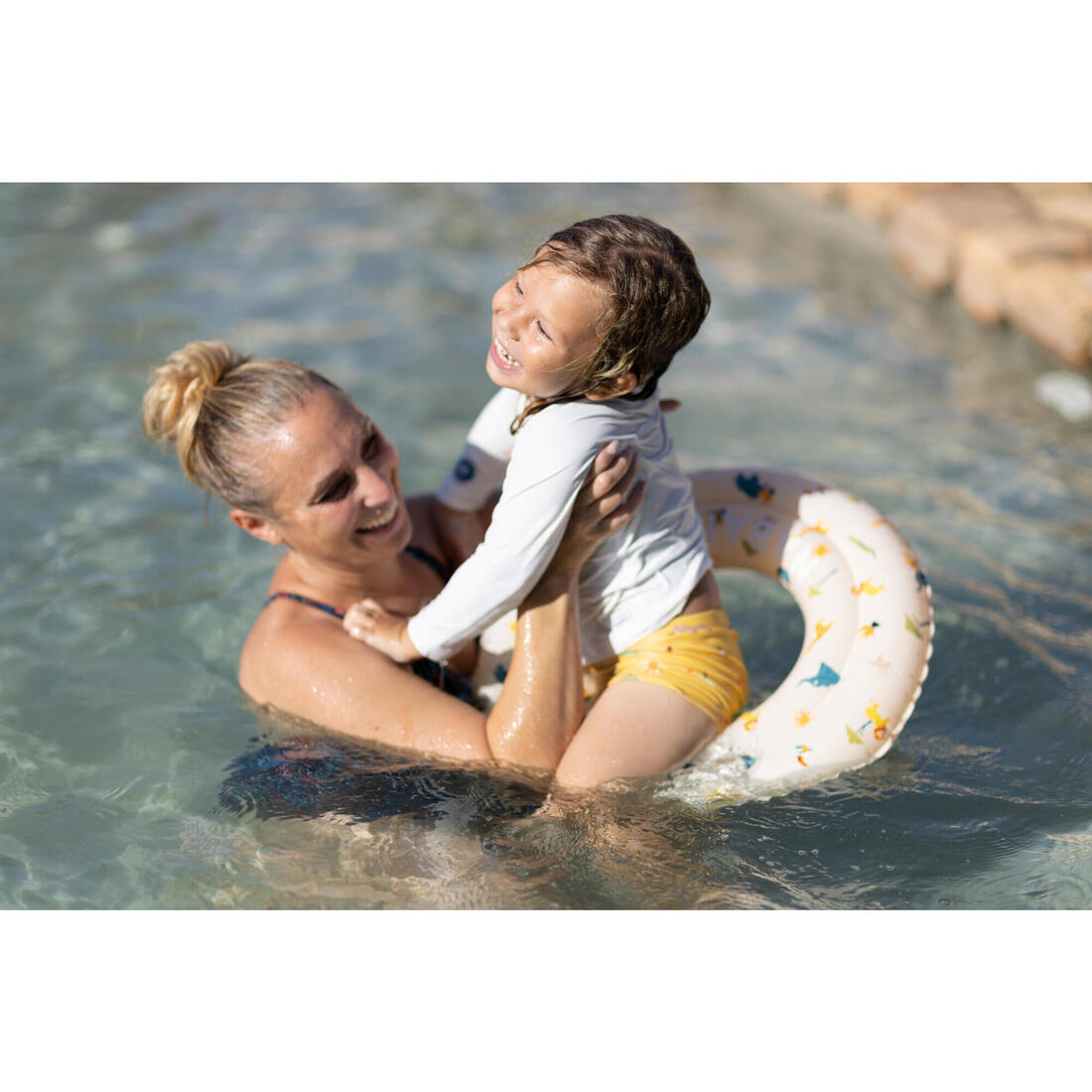 Bouée piscine gonflable 51 cm pour enfants 3-6 ans, transparente imprimé savane