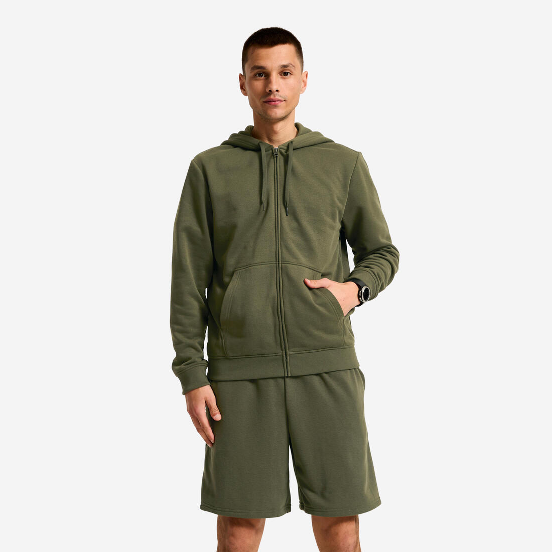 Sweat de sport zippé à capuche chaud homme, bleu foncé