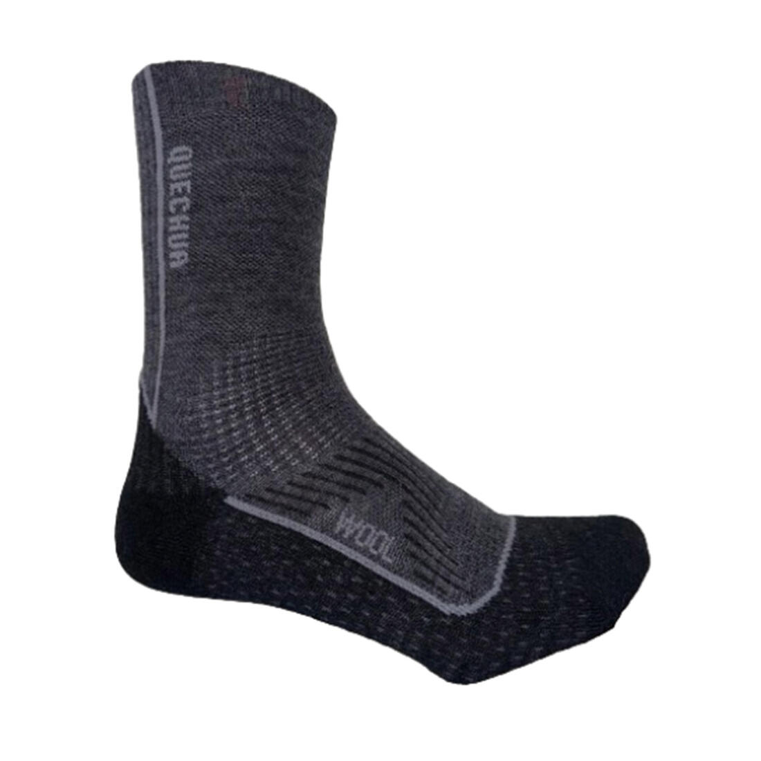Chaussettes de trekking hautes laine adulte, Trek 900 Gris noir