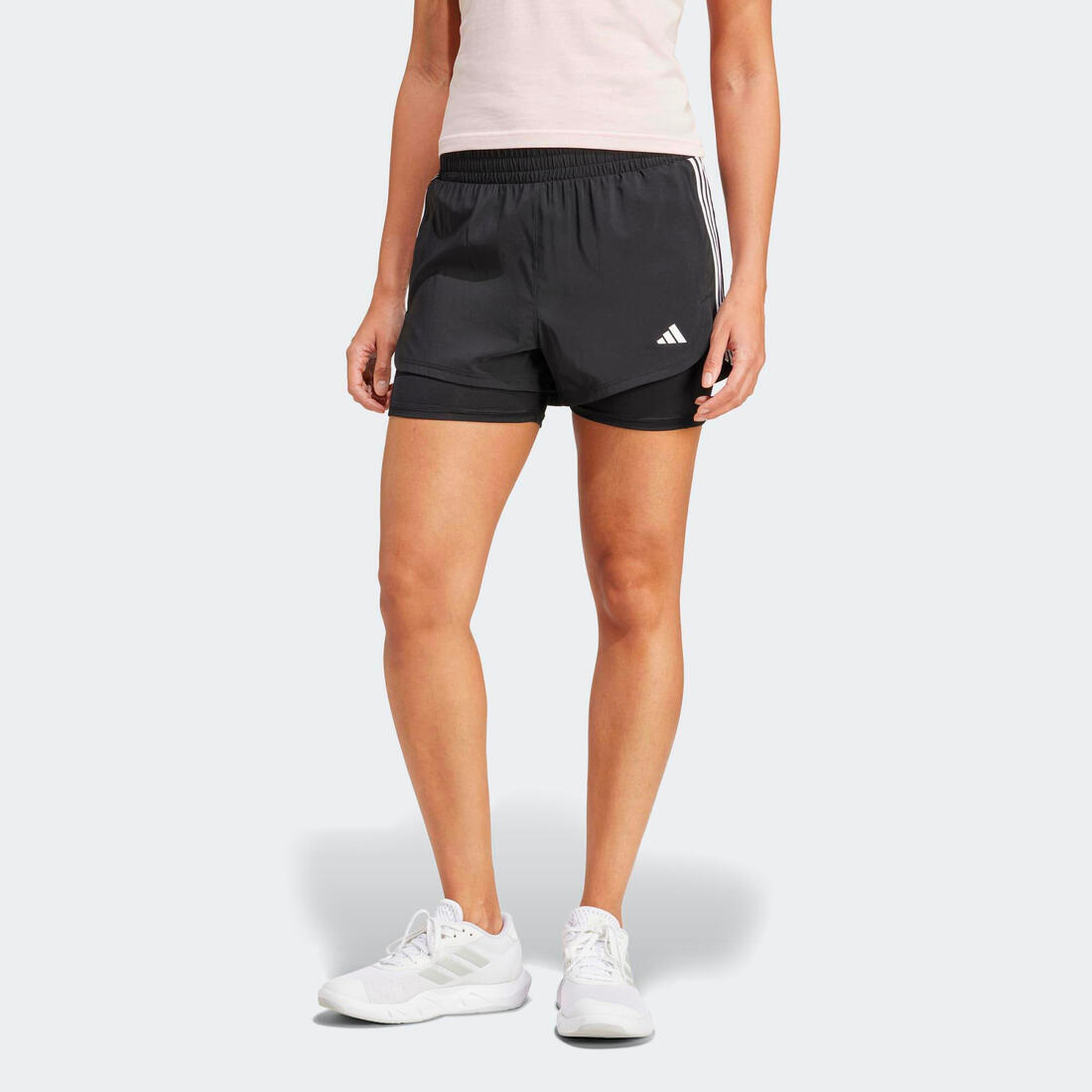 Short de fitness 2 en 1 femme, noir