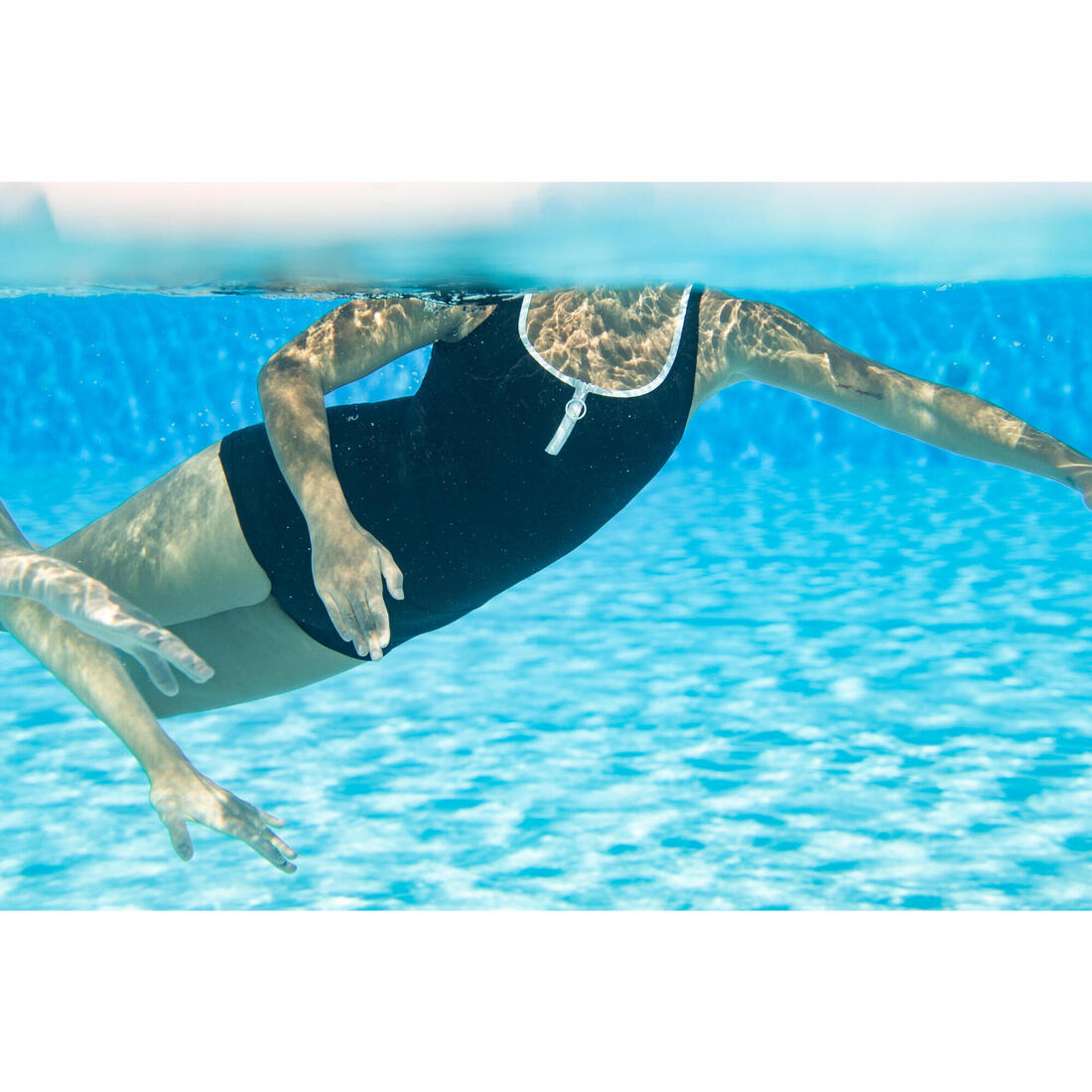 Maillot de bain de natation femme 1 pièce heva shorty zip noir