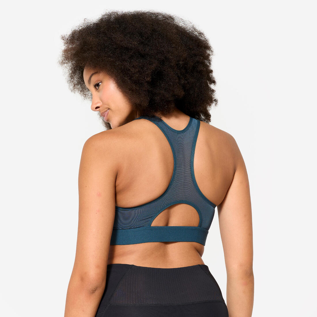 Brassière côtelée zippée maintien modéré Femme