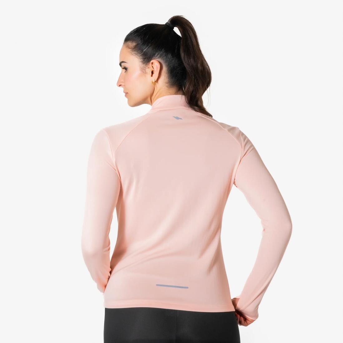 T-Shirt manches longues de running 1/2 zip Femme, Kiprun Run Core