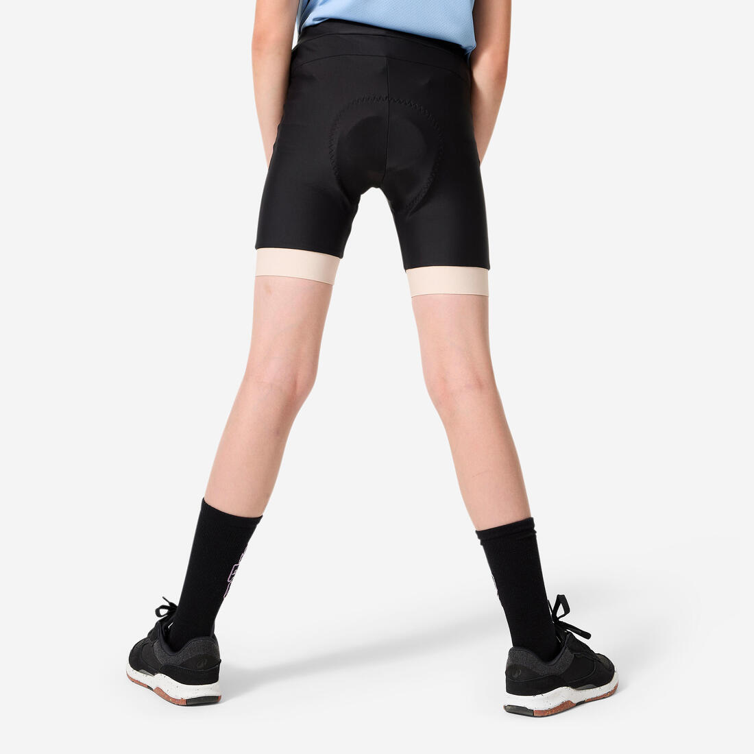 Cuissard vélo enfant 7-13 ans, 500 noir et beige